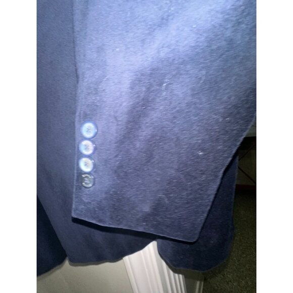 Byron Slim Fit Mens Blazer 46R Navy Blue Velvet Jacket Classic Two-Button Closur - Picture 5 of 10